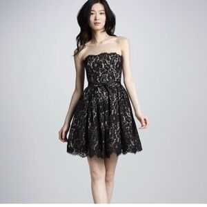 Robert Rodriguez Black Strapless Lace Dress